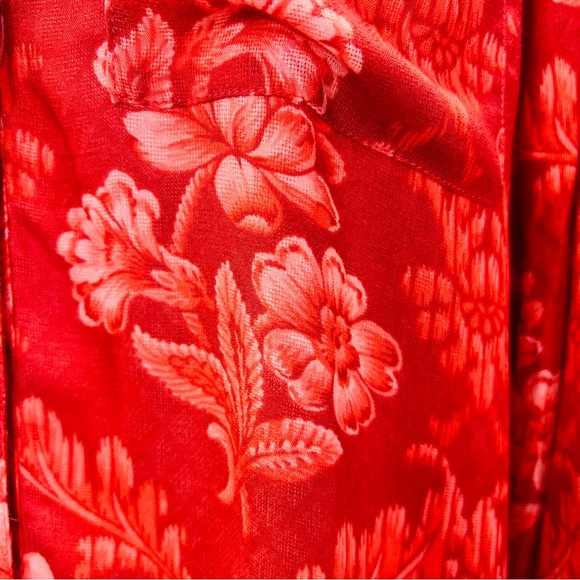ANTHROPOLOGIE AKEMI + KIN Red Orange Floral Button Down Top Blouse Size Medium - Picture 6 of 10
